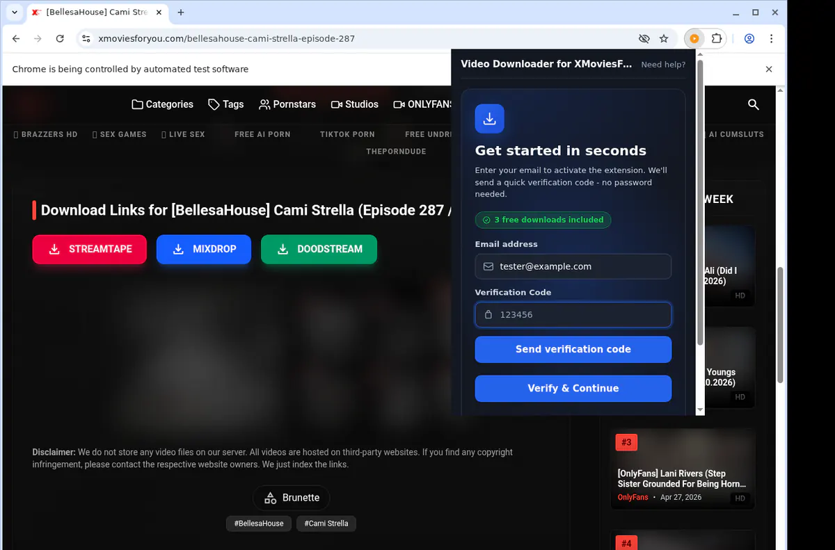 Xmoviesforyou Video Downloader browser extension screenshot 2